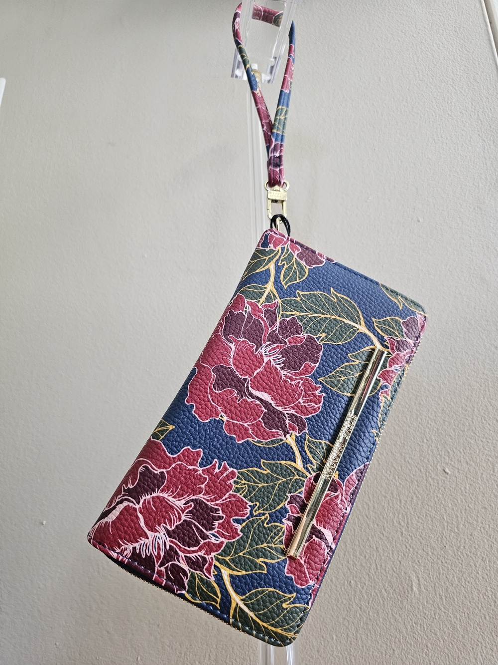 Steve Madden Navy Floral Zip-Around Wristlet Wallet - Picture 6 of 6